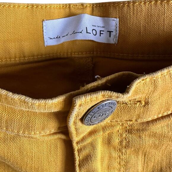 LOFT Modern Skinny Cropped Yellow Jeans Size 30 Women’s Stretch Denim - Picture 6 of 6